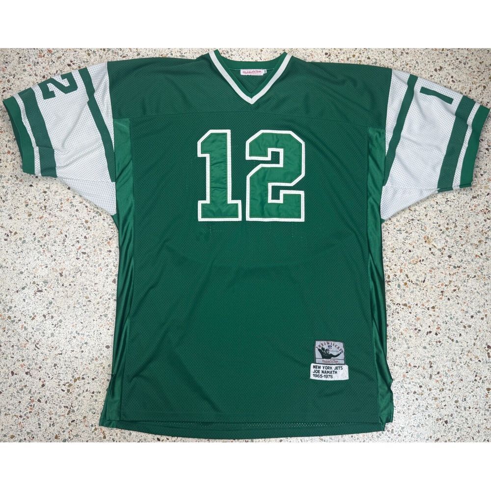 Mitchell & Ness Throwback #12 New York Jets Joe Namath 1965-1976 Jersey Size 60